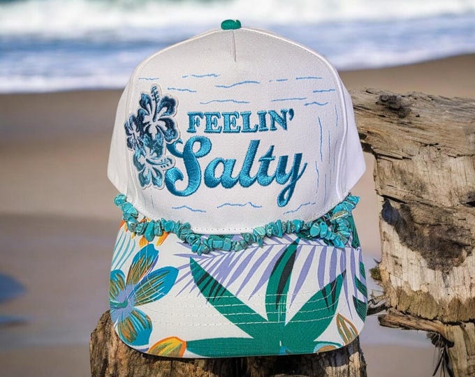 Fun - embellished - handcrafted- Beach - Cruise themed - baseball cap