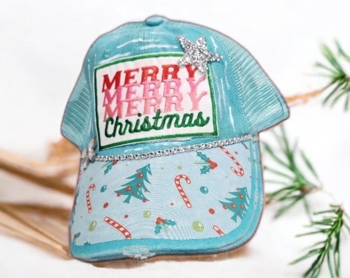Christmas - Hand Crafted - Holiday  Themed  - Baseball / Trucker Hat