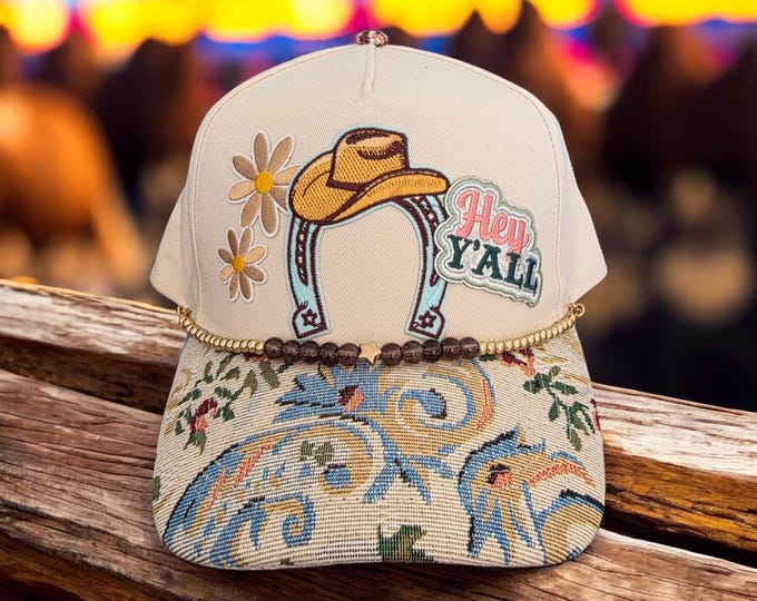 Fun embellished handcrafted Country Cowgirl trucker style cap