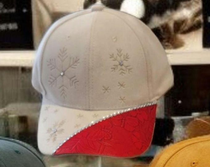 Hand Burned - Winter White colored - Holiday Themed  - Baseball Hat