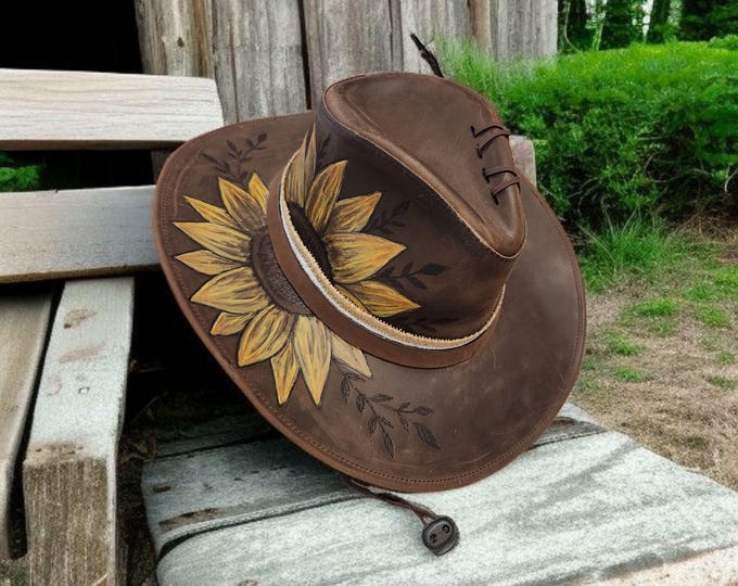 Hand Burned - Genuine Leather- Cowboy Hat -