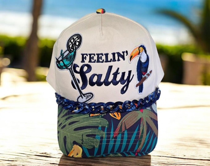 Fun - embellished - handcrafted- Beach - Cruise themed - baseball cap