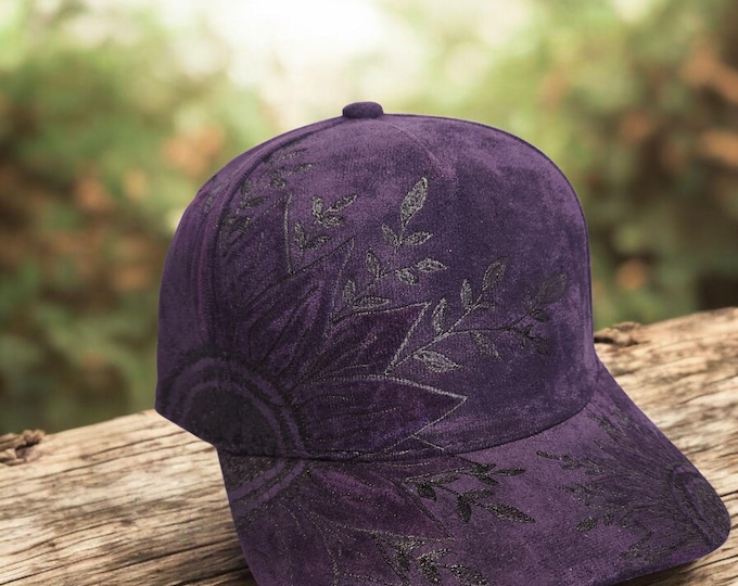 Hand Burned and Painted Purple Trucker Style -  Baseball Hat