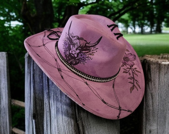 Burned - Vegan Suede - Rancher - Cowboy hat - pretty Purple - lavender color