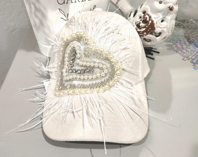 Fun embellished  handcrafted- Bride - Wedding - baseball cap with bling