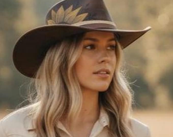 Hand Burned - Genuine Leather- Cowboy Hat - size XL