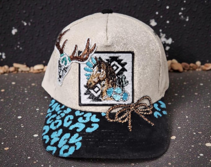 Fun - embellished - handcrafted- Cowboy / rodeo style -- baseball cap