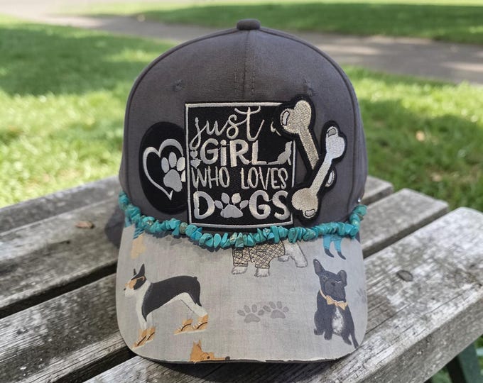 Fun - embellished - handcrafted- Dog Lover - baseball cap