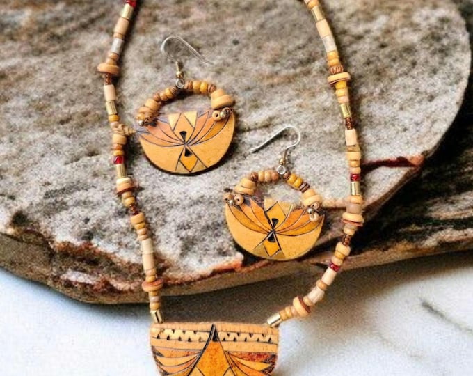 Handcrafted GOURD Necklace and Earrings