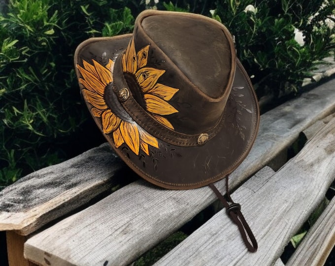 Hand Burned - Genuine Leather- Cowboy Hat - X-large