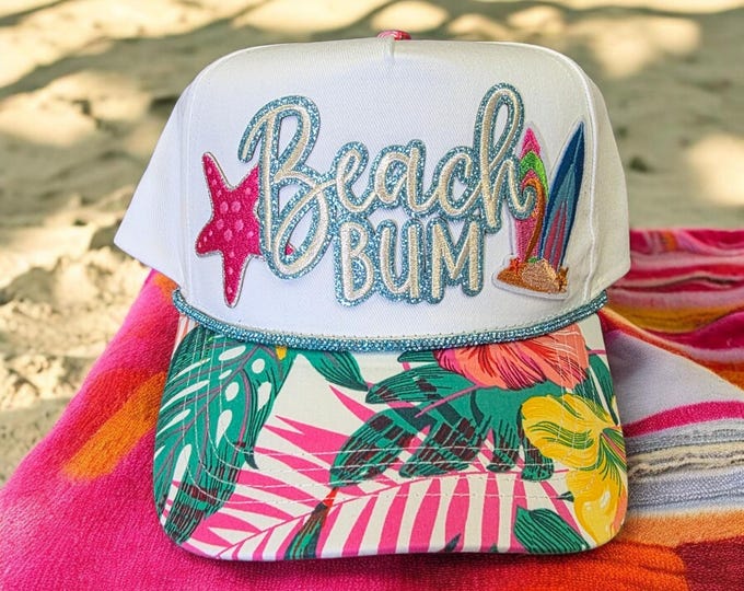 Fun - embellished - handcrafted- Beach - Cruise themed - baseball cap