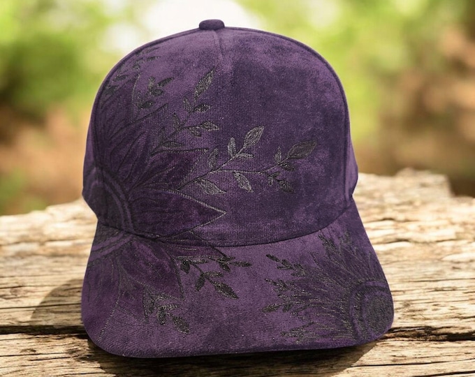 Hand Burned and Painted Purple Trucker Style -  Baseball Hat