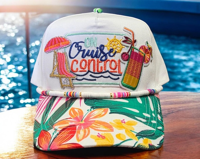 Fun - embellished - handcrafted- Beach - Cruise themed - baseball cap