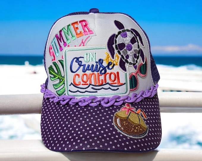 Fun - embellished - handcrafted- Beach - Cruise themed - baseball cap