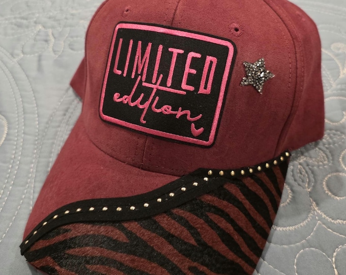 Handcrafted - Burgundy color- Trucker Style -  Baseball Hat