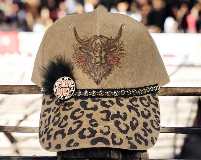 Fun - embellished - handcrafted- Cowboy / rodeo style -- baseball cap