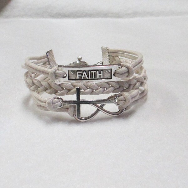 FREE SHIPPING -  Infinity Bracelet, Faith Bracelet, Charm Bracelet, Friendship bracelet - 7 1/2 to 8 inch wrist - Free Shipping within USA