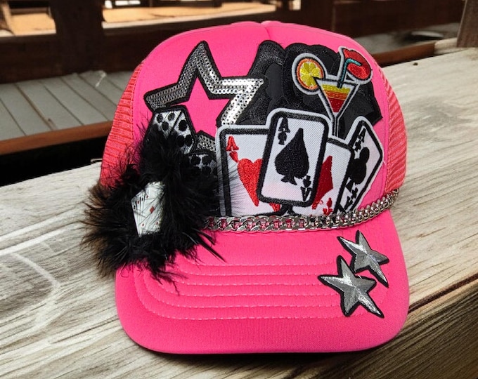 Fun embellished  handcrafted- Casino - Gambler - Unisex baseball cap with bling