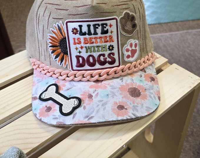 Fun - embellished - handcrafted- Dog Lover - baseball cap