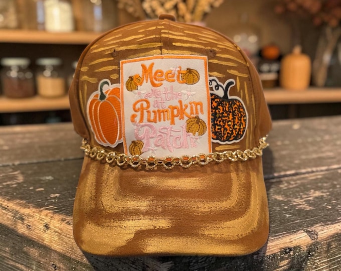Fun - embellished - handcrafted- Fall themed-  Baseball - Trucker hat