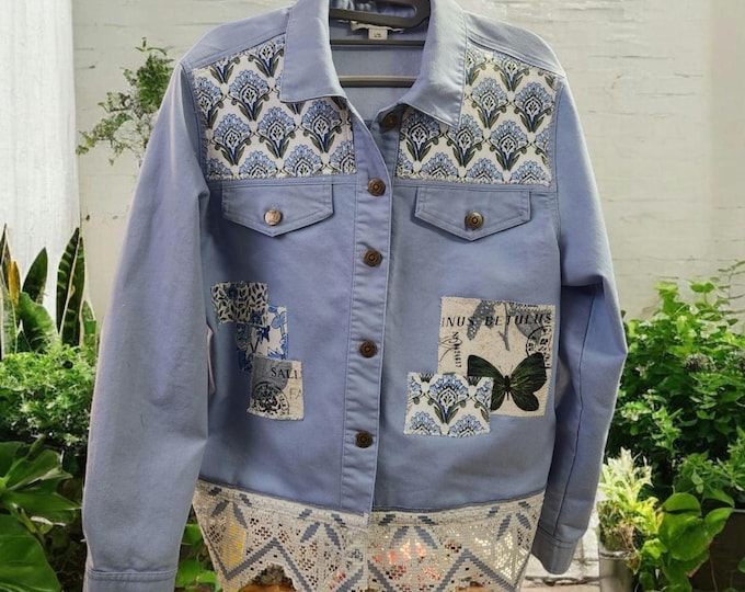 Upcycled Light Blue Denim Jacket - women's size large