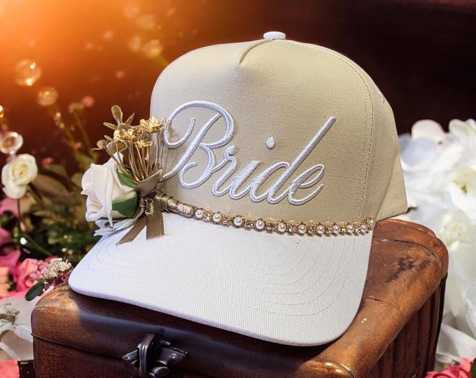 Fun embellished  handcrafted- Bride - Wedding - baseball cap with bling