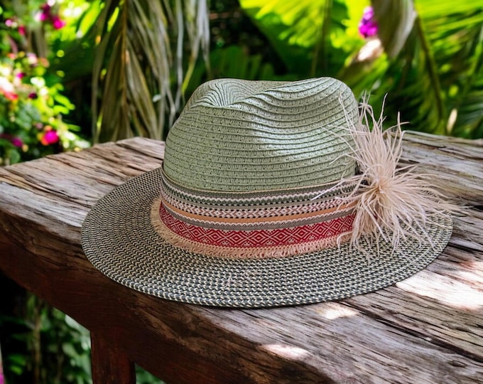 Sun Hat - Tropical Green  - Straw Hat