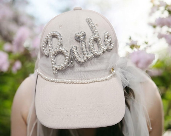 Fun embellished  handcrafted- Bride - Wedding - baseball cap with bling