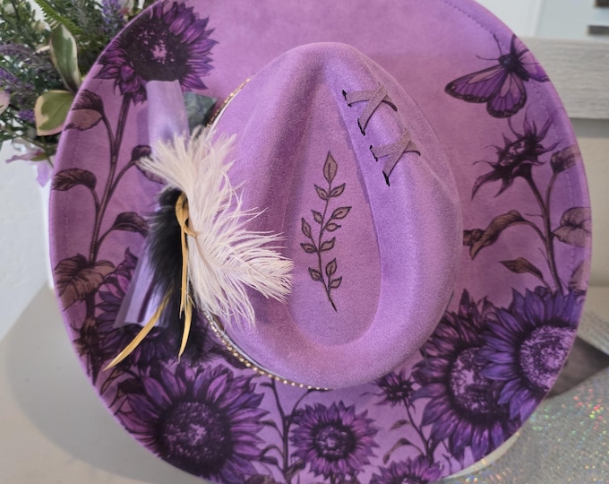Burned - Vegan Suede - Rancher - Cowboy hat - pretty Lavender color