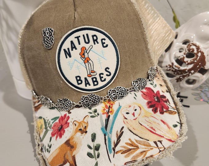 Fun embellished  handcrafted- Outdoor Themed - baseball cap with bling