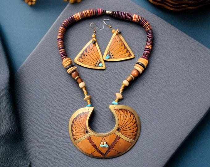 Handcrafted GOURD Necklace and Earrings