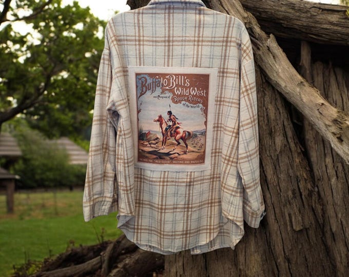 Fun plaid flannel shirt or shacket - Fun Rodeo - Country western theme - women's size small - NEW Never Worn