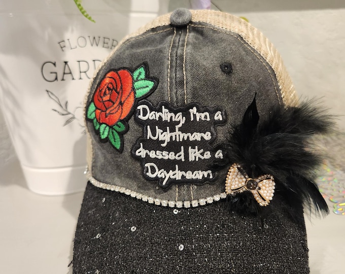 Fun embellished  handcrafted-women's baseball cap with bling