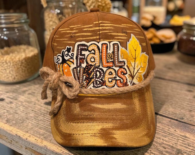 Fun - embellished - handcrafted- Fall themed-  Baseball - Trucker hat