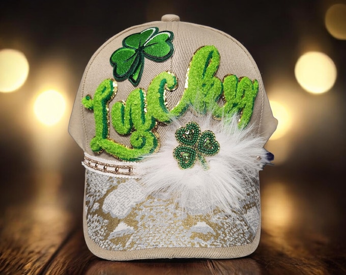 Fun - embellished - handcrafted- St Patrick's day - baseball cap