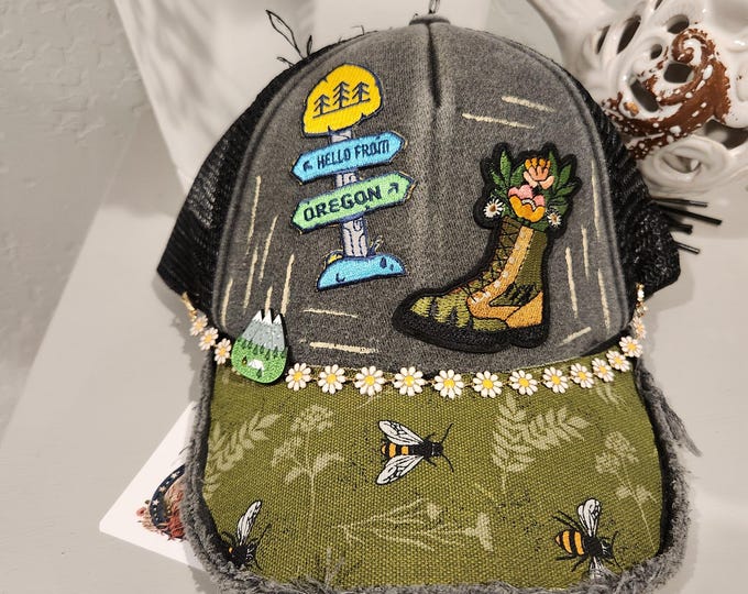Fun embellished  handcrafted- Outdoor Themed - baseball cap with bling