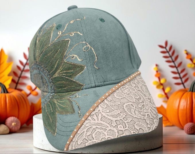 Hand Burned - Green colored - Holiday Themed  - Baseball Hat