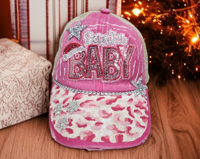 Christmas - Hand Crafted - Holiday  Themed  - Baseball / Trucker Hat