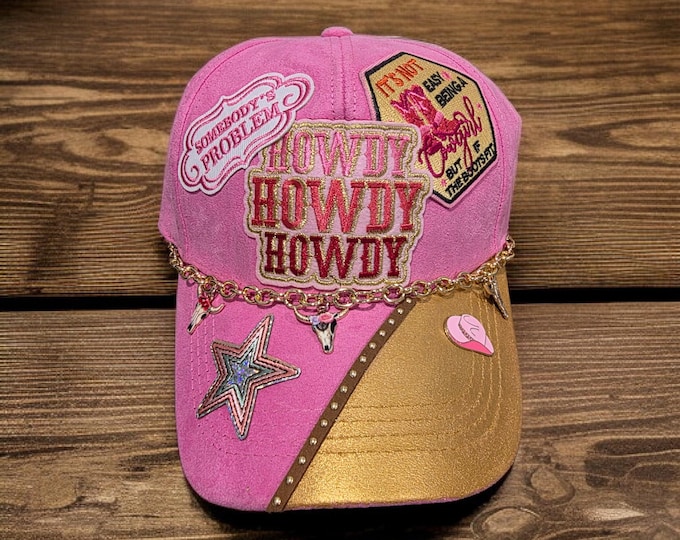 Fun - embellished - handcrafted- Cowboy / rodeo style -- baseball cap