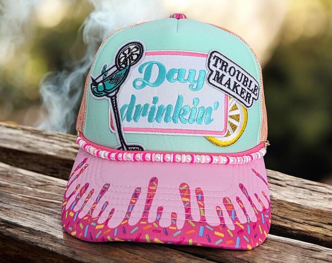 Fun - embellished - handcrafted- Beach - Cruise themed - Outdoor party - baseball cap