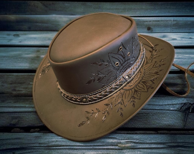 Hand Burned - Genuine Leather- Cowboy Hat - X-large