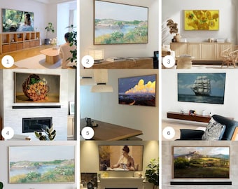 Paquete de maquetas de TV con 9 marcos, maqueta para Samsung Frame Tv Art, descarga digital, archivo PSD, objeto inteligente, diseño para adaptarse a 3840*2160, relación de aspecto 16:9