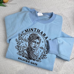 Minthara Embroidered Sweatshirt, BG3 Hoodie, Baldur&#39;s Gate Fan Shirt, Cozy Crewneck, Perfect Gamer Gift for RPG Lovers