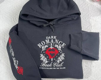 Dark Romance Book Club Sweatshirt – Falling for the Villain Sweater – Embroidered Gift for Book Lovers & Romance Readers