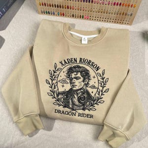 Xaden Riorson Sweatshirt, Fourth Wing Hoodie, Embroidered Dragon Rider Shirt, Fantasy Reader Gift, Rebecca Yarros Book Merch