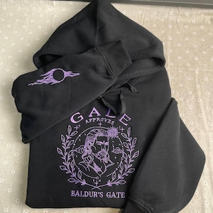 Gale Embroidered Hoodie, Baldur&#39;s Gate Sweatshirt, BG3 Shirt, Perfect Gamer Gift for Baldur&#39;s Gate 3 Fans.