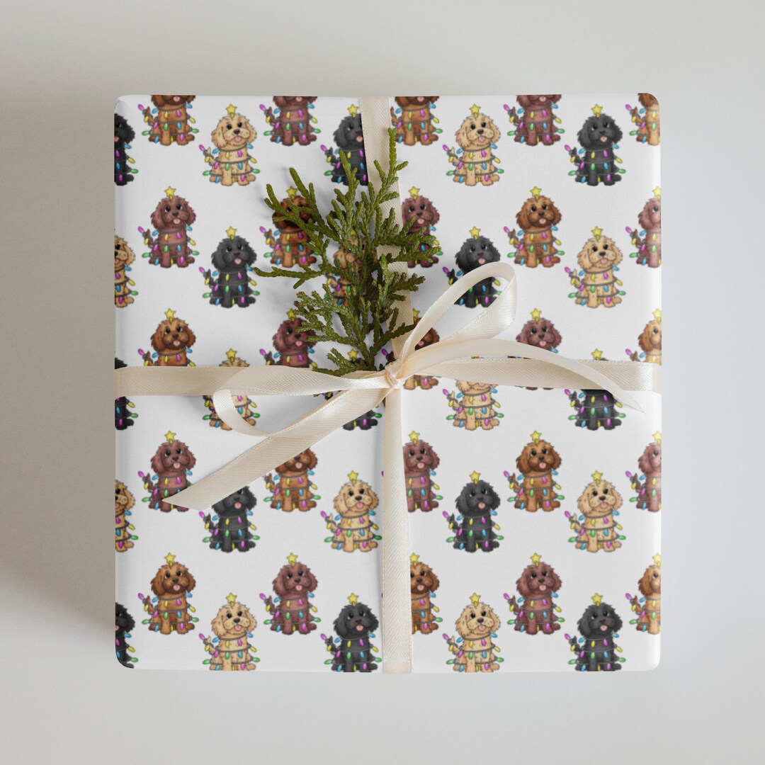 Christmas Cockapoo Wrapping Paper Sheets, Cockapoo Gift Wrap, Cute Dog ...