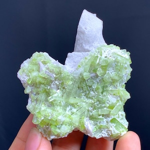 Natural Green Tourmaline Crystals  on Feldspar From Pakistan - 97 Gram