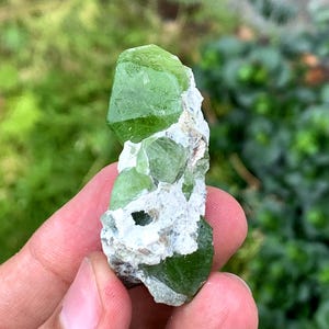 Cristalli di peridoto verde naturale terminato su matrice dal Pakistan - 29 grammi