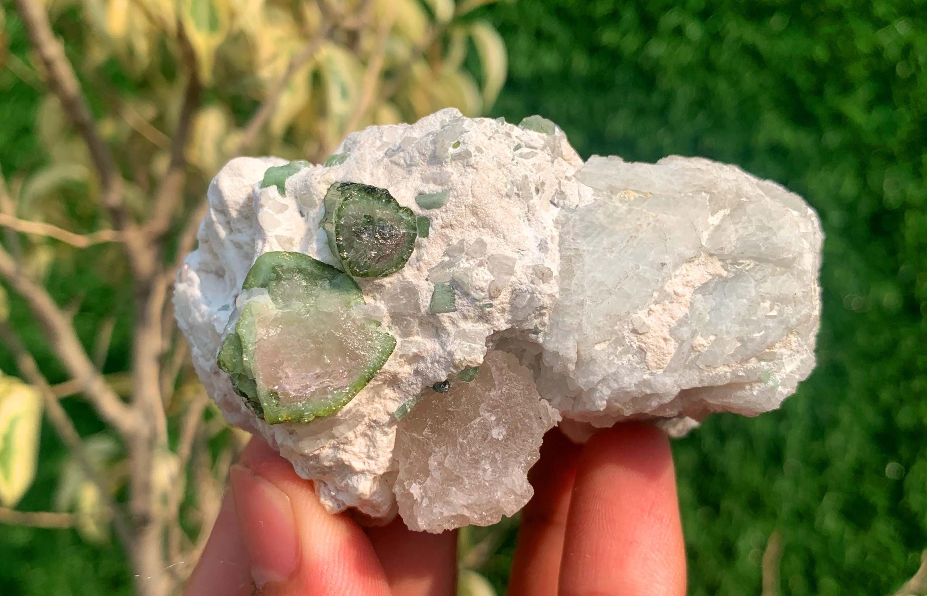 パキスタン産グリーントルマリン結晶（母岩入り） - 180グラム - Etsy 日本